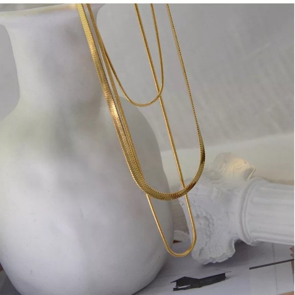 Layered 18k Stainless Steel Necklace - Picture 4 of 7